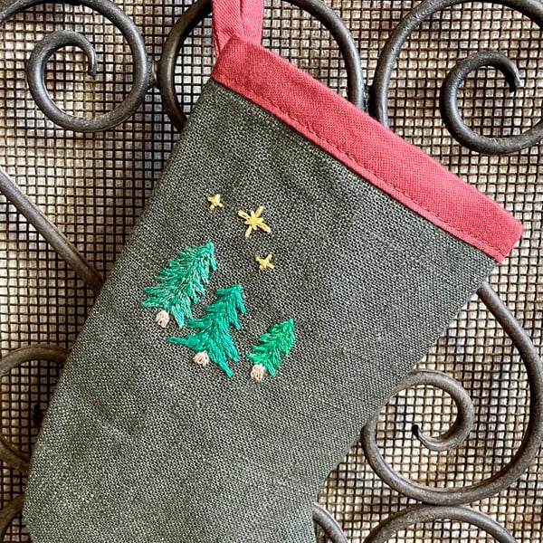 Hand Embroidered Christmas Stocking