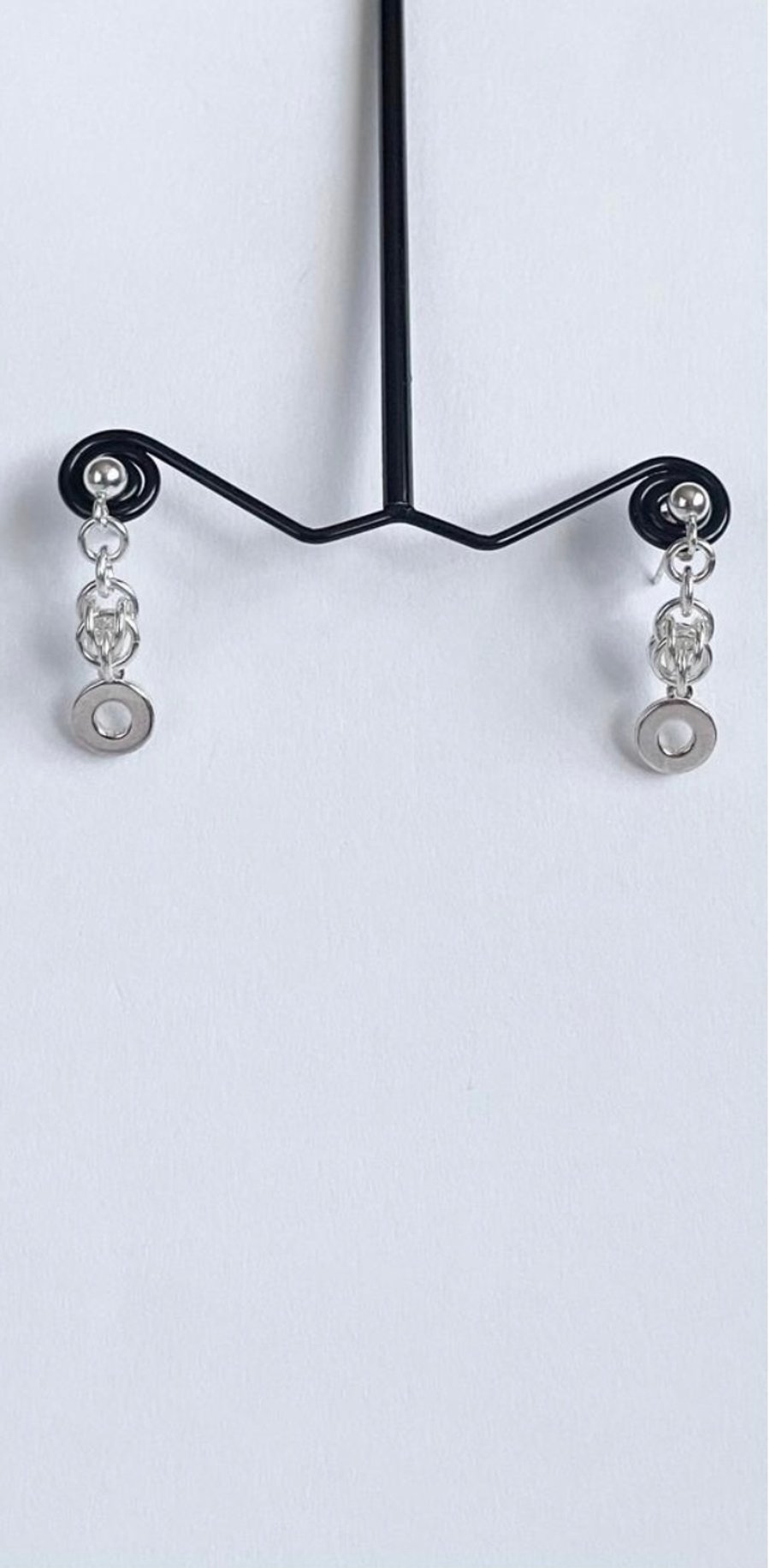Sterling Silver Sweet Pea Chainmaille Earrings