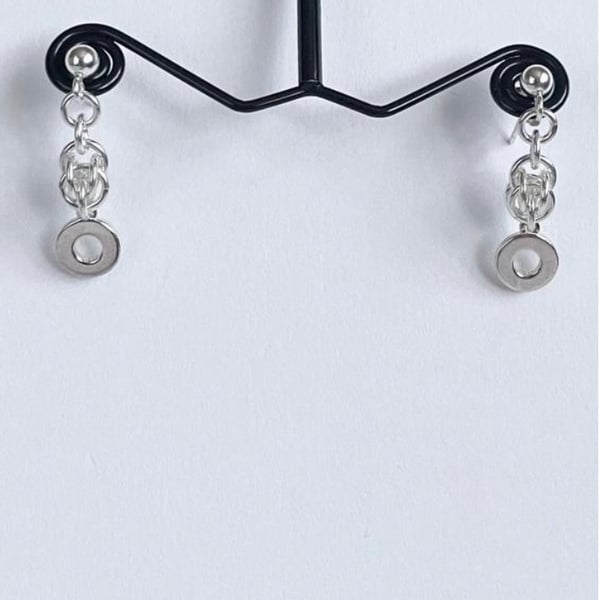 Sterling Silver Sweet Pea Chainmaille Earrings