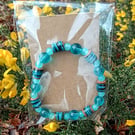 "Reef" - Stretchy beaded bracelet (turquoise & black)