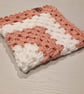 Handmade crochet baby star blanket - peach and white - lightweight 