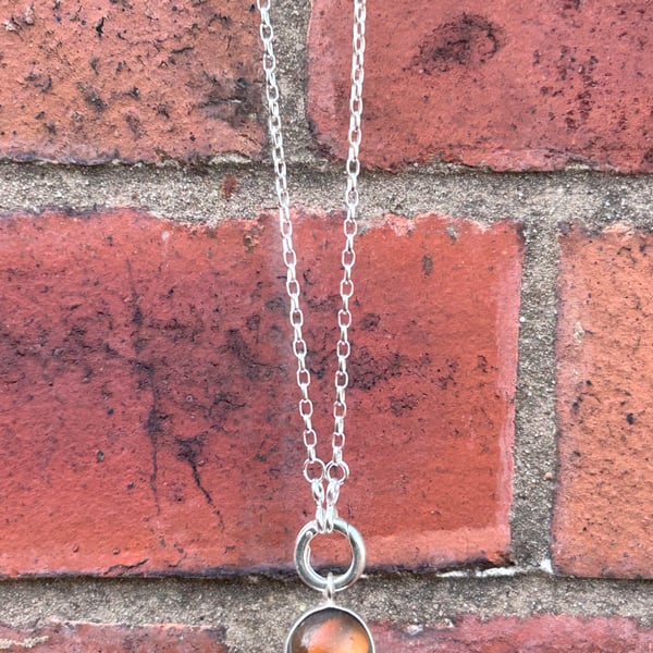 sea glass spinning marble on 18 inch sterling silver chain