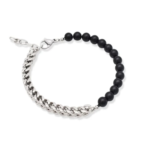 The Cobra Flex - Navy Blue Silver Bead Coil Bracelet