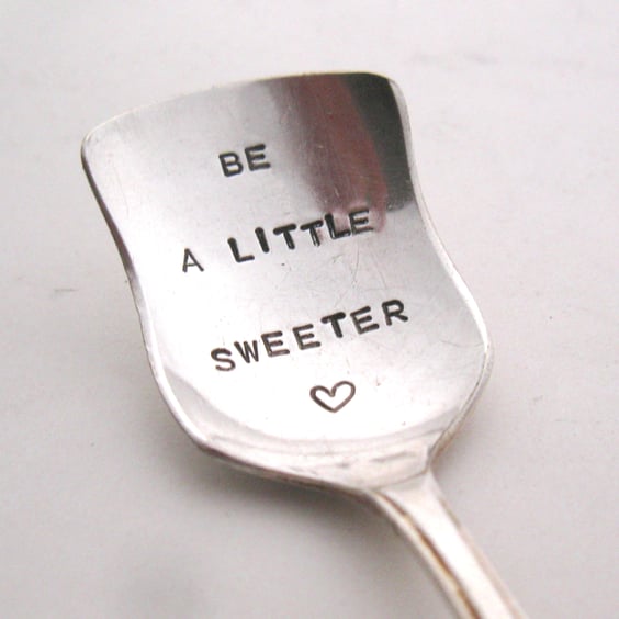 Be a Little Sweeter, Handstamped Sugar Spoon
