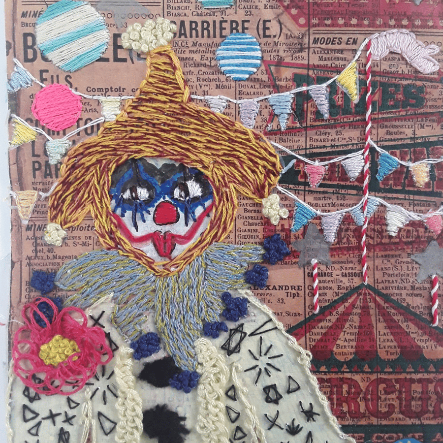 The Laugh That Lingers - Original Hand Embroidered Mixed Media Art Work (Framed)