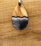 Olive wood and silver black resin pendant - free UK postage - Image 2