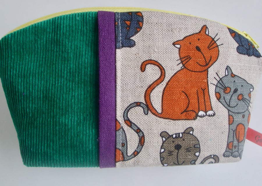  Corduroy Make Up Bag - Cats - SPECIAL OFFER 