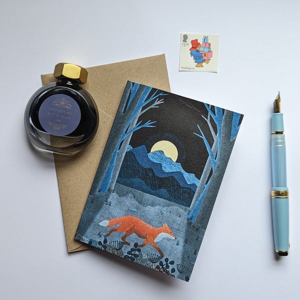 Fox in the Woods Blank Greetings Card - Art Card - Free Postage