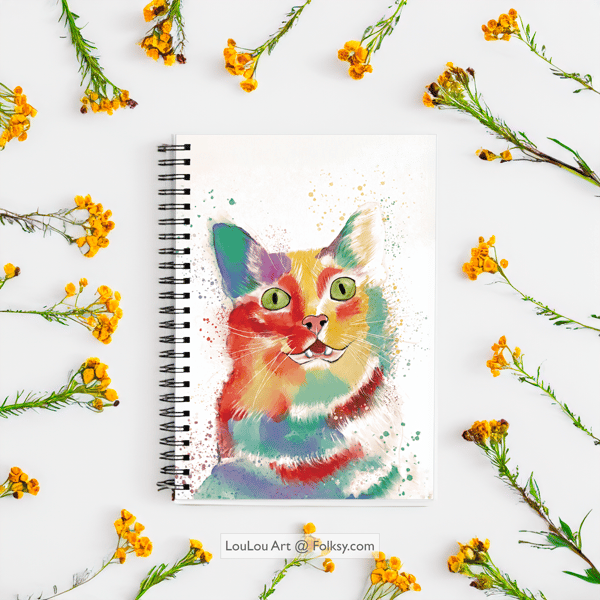 Watercolour cat notebook 