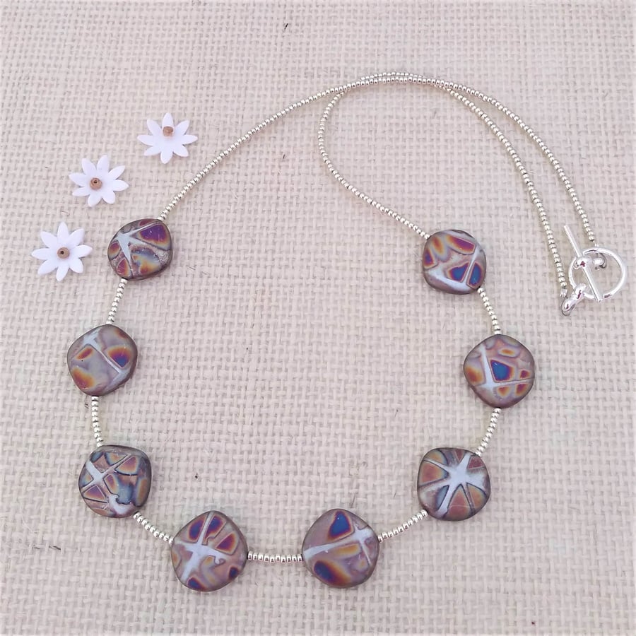 18" Multicoloured Czech Glass Disc Beaded Necklace