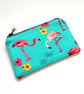 Tropical Flamingo Zip Pouch - Small Zipper Bag for Coins Cards And Essentials
