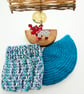Gift Set - Blue Rainbow Boot Cuffs & Beret Hat 