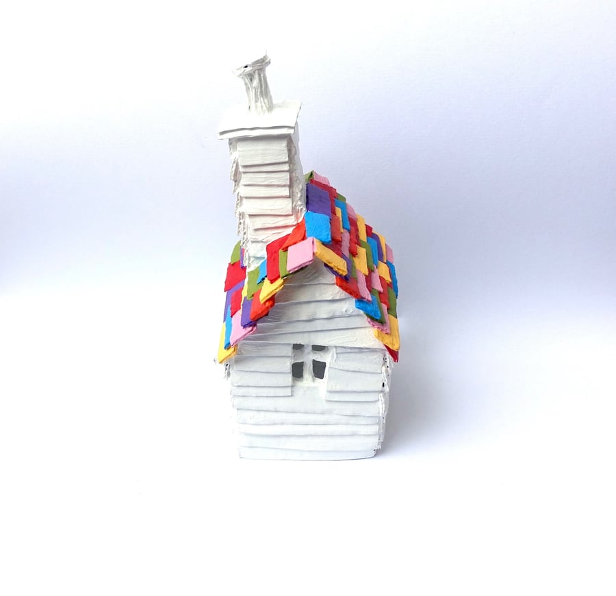 Rainbow Roof House, Cute Whimsical Fairytale Cottage READY TO SHIP