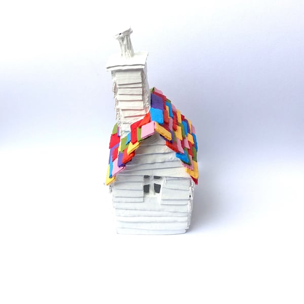 Rainbow Roof House, Cute Whimsical Fairytale Cottage READY TO SHIP
