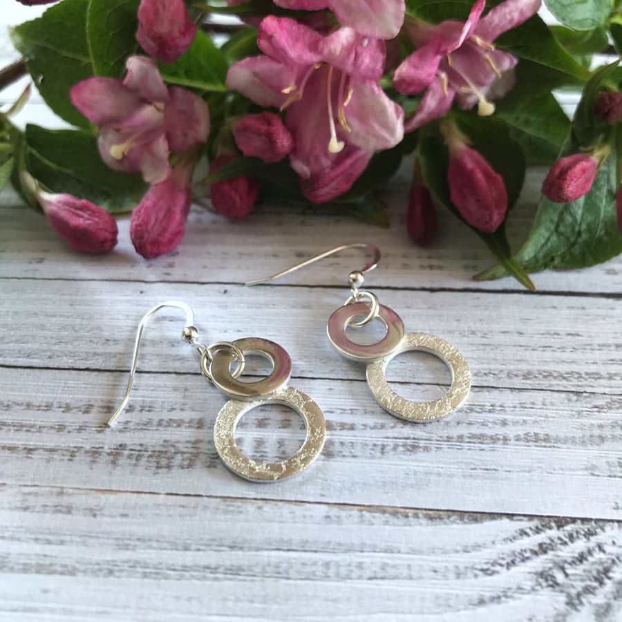 Fine silver double hooped earrings, Hoop earrings