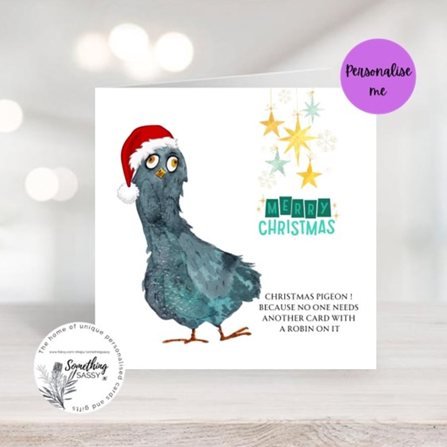 Personalised Funny Pigeon Christmas Card 