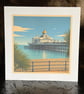 Eastbourne Pier Greeting Card - 8" x 8" Coastal Card - Blank Inside