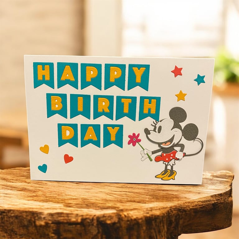 Handmade Minnie Mouse Birthday Card – Bright, Happy & Full of Charm