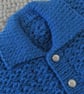 18" Baby Boys Patterned  Blue Cardigan with collar - Image 2