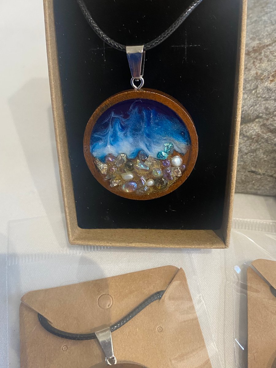 Wooden seascape pendants