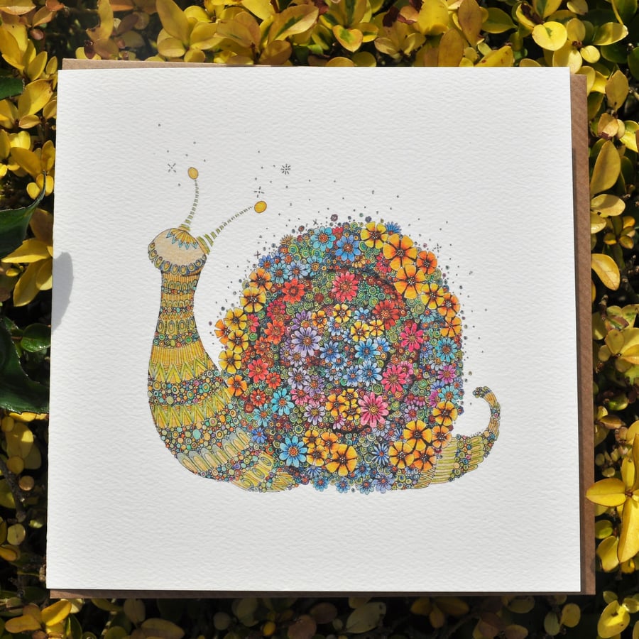 Floral Snail as a Greeting card