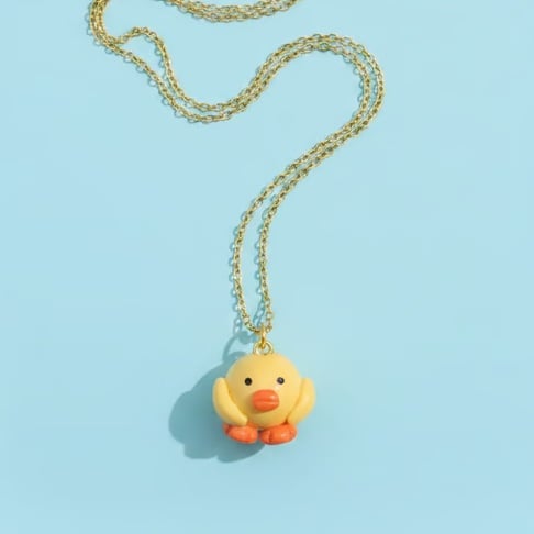 Cute Duck Necklace Polymer Clay Handmade Jewellery Cute Animal Pendant 