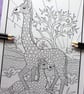 Mother & Baby Giraffe A4 Colouring Page Printable JPG by S Godwin Studio - Image 1