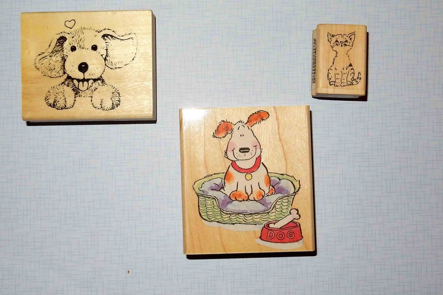 Rubber stamps Cat and Dog selection CRAFT DESTASH SALE PRICE