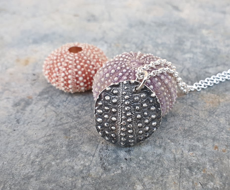 Silver sea urchin pendant