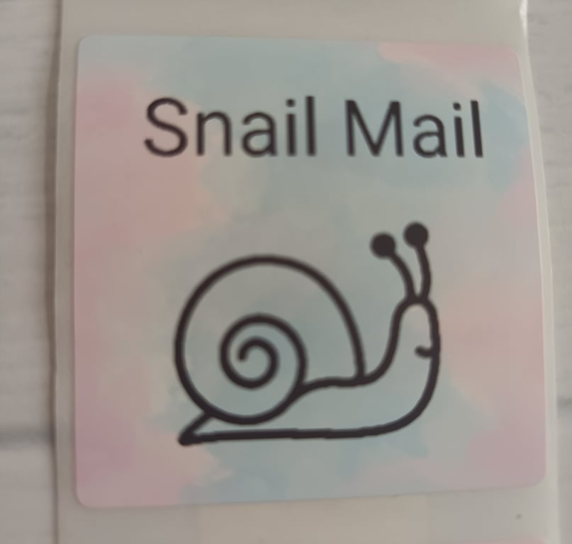 20 Thermal Printed 'Snail Mail' postal stickers 