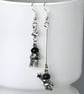 SPACEMAN STAR EARRINGS starfall mismatched cute cool silver plate - Image 2