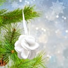 White Fabric Flower Christmas Bauble, Tree Decoration
