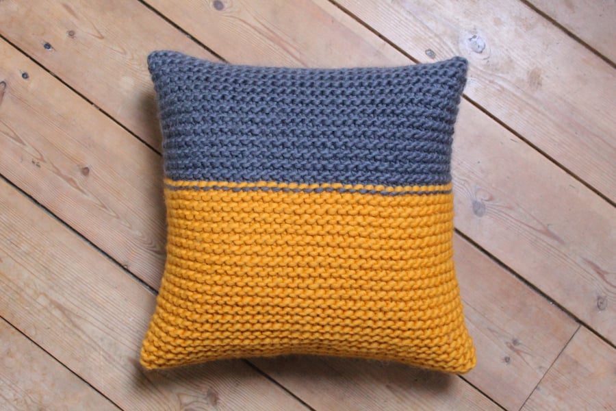 Hand Knitted Garter Stitch Cushion