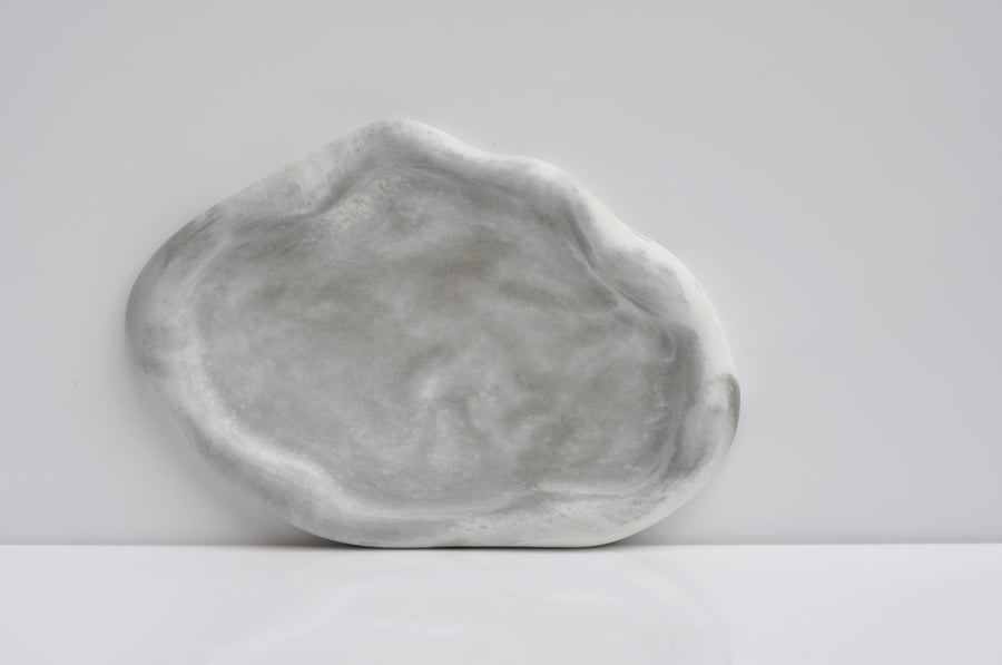 Handmade Concrete Tray - Irregular Cloud Design, Steel Grey Beton Unique Candle 