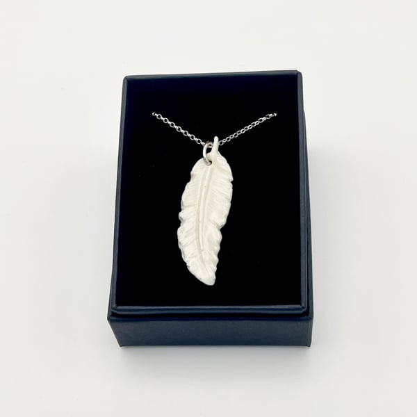 NEW! Porcelain white feather pendant