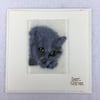Needle felted grey cat ACEO picture card, best wishes, removable ACEO