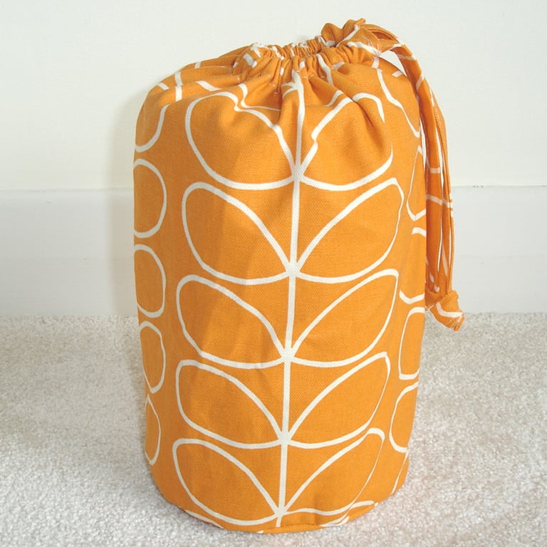 Toilet Roll Holder 2 Loo Rolls Storage Drawstring Bag Orange Stem Leaves