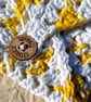 Yellow cotton lined pouch, Small crochet hand stitched pouch, Christmas gift - Image 5