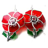 Poppy Suncatcher Stained Glass Handmade Remembrance Red Flower 050