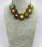 Handmade brown, ivory and turquoise patterned lamp work glass beads - Image 9
