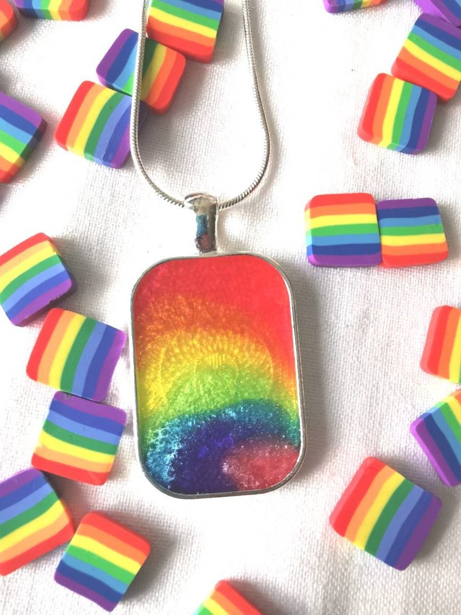Rainbow Resin Pendant