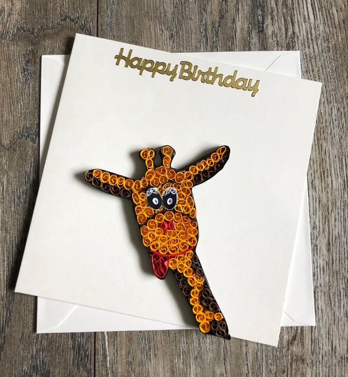 Handmade quilled giraffe card