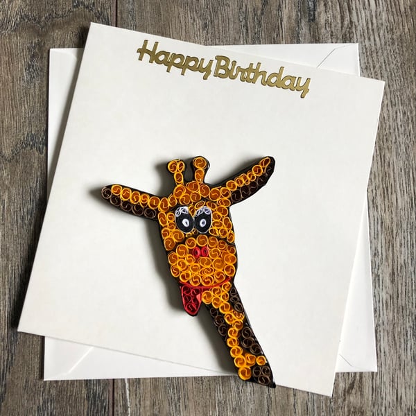 Handmade quilled giraffe card