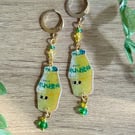 Banana Milk Earrings - Glitter K-Food Dangle Huggie Hoops