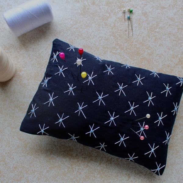 Navy and White Sashiko Pin Cushion