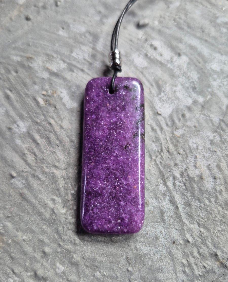 Purple Lepidolite Oblong Pendant