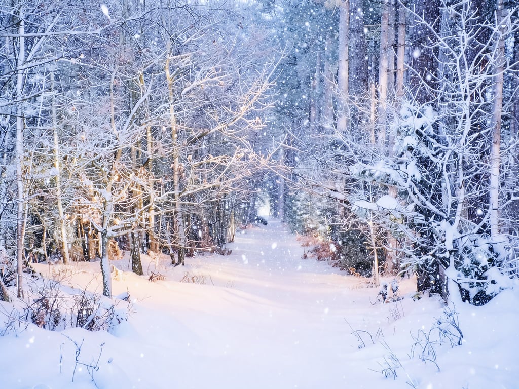 Shouldham Woods Snow Norfolk Christmas Greeting Card A5
