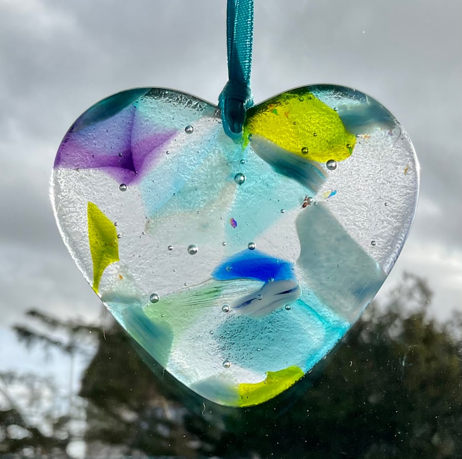Fused glass heart