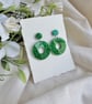 Green Glitter Hoop Earrings - Acrylic - Image 4