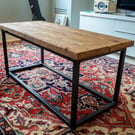Coffee Table with Square Steel Box Section Legs & Reclaimed Scaffold Board Top